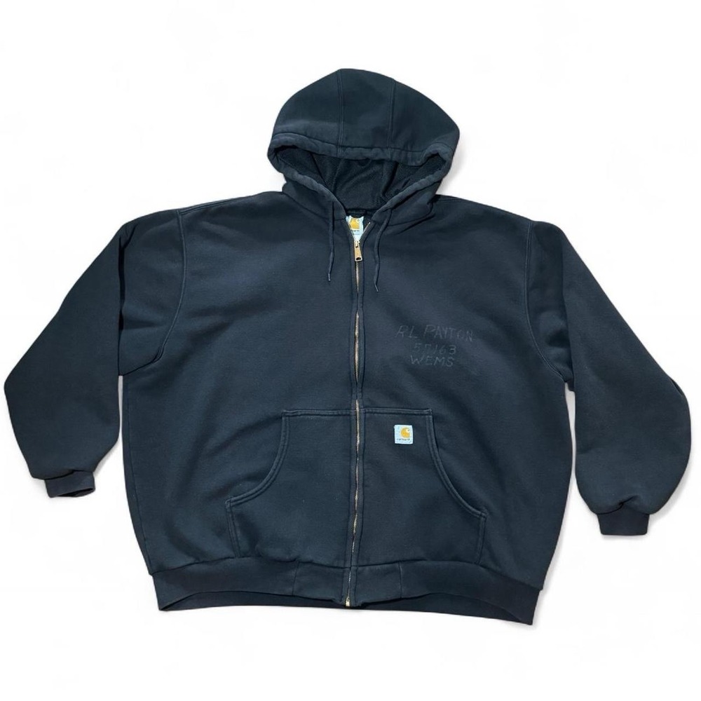 Vintage Carhartt J140 Active Military Issue Sweater Zip Up Jacket 3XL BLK 32x29